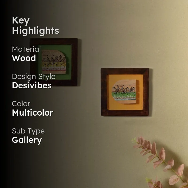 Warli Wrap Wooden Wall Art - Set Of Two media 2