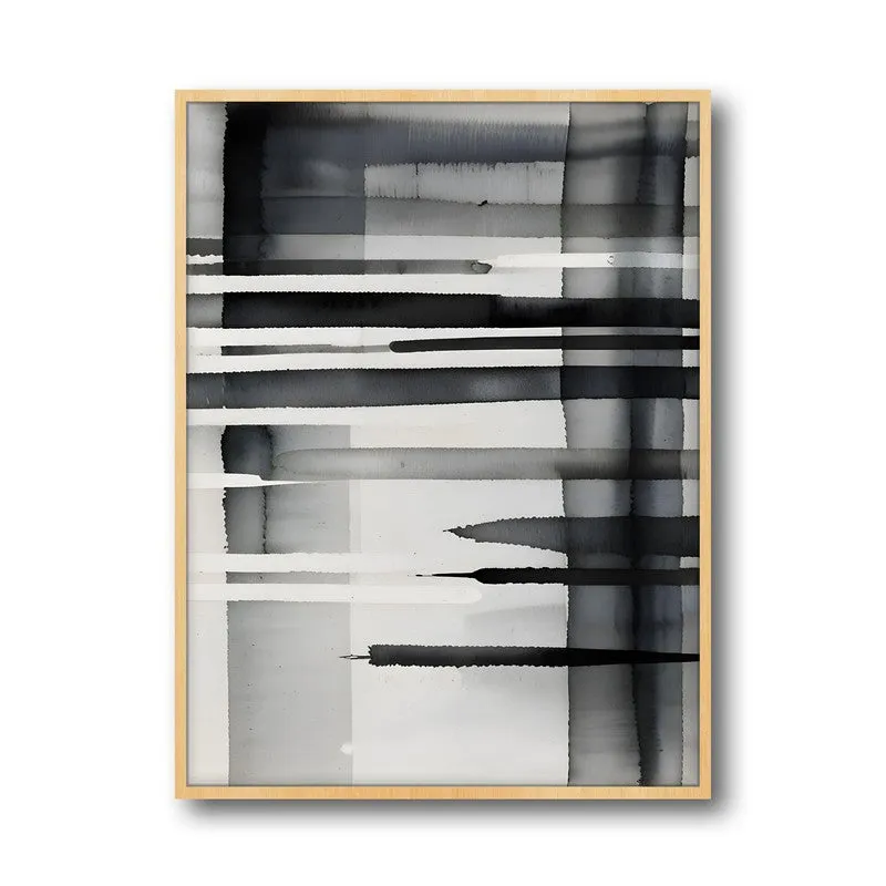 Ink Currents Framed Canvas Archival Canvas Wall Painting - Natural Brown Frame media 4