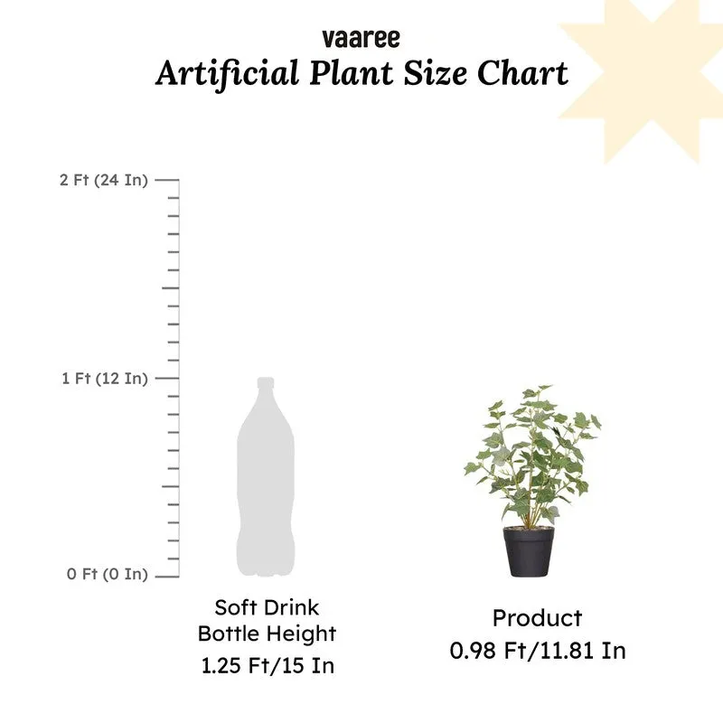 Artificial Small Plant With Black Fiber Pot (Green) - 1 Feet media 7