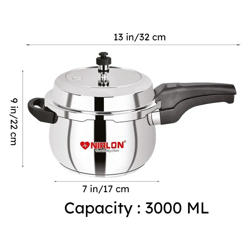 Nirlon Steel Pressure Cooker - 3000 mL/ 9 Inches media 7
