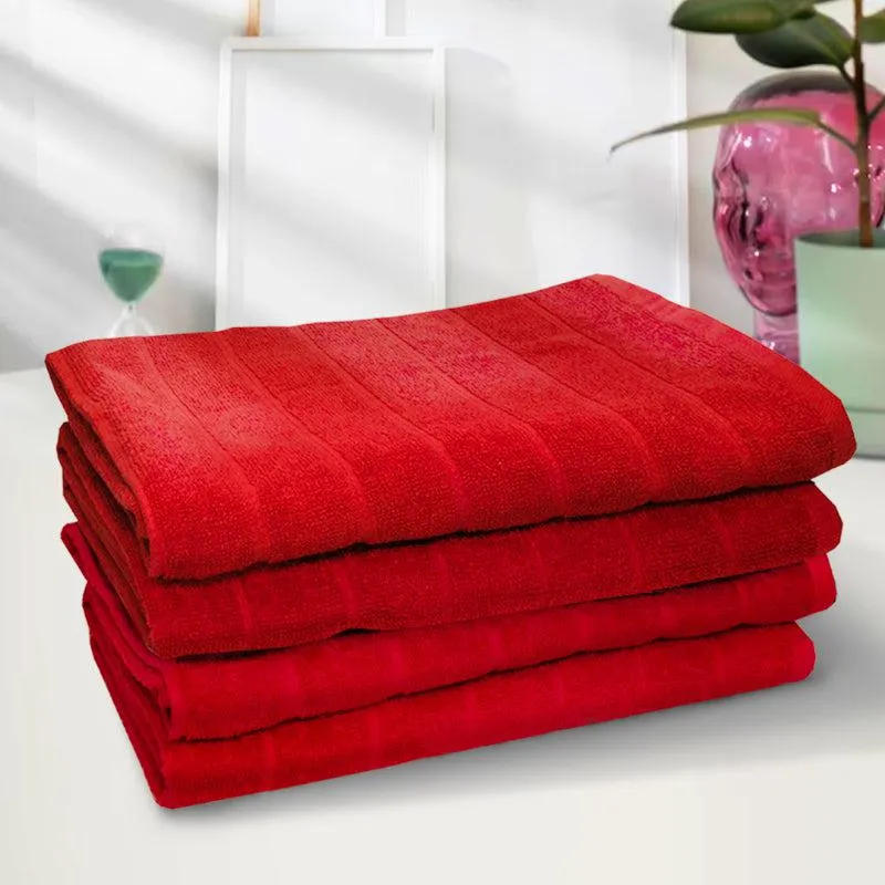 Sarda Bath Towel (Red) - Set Of Four media 1