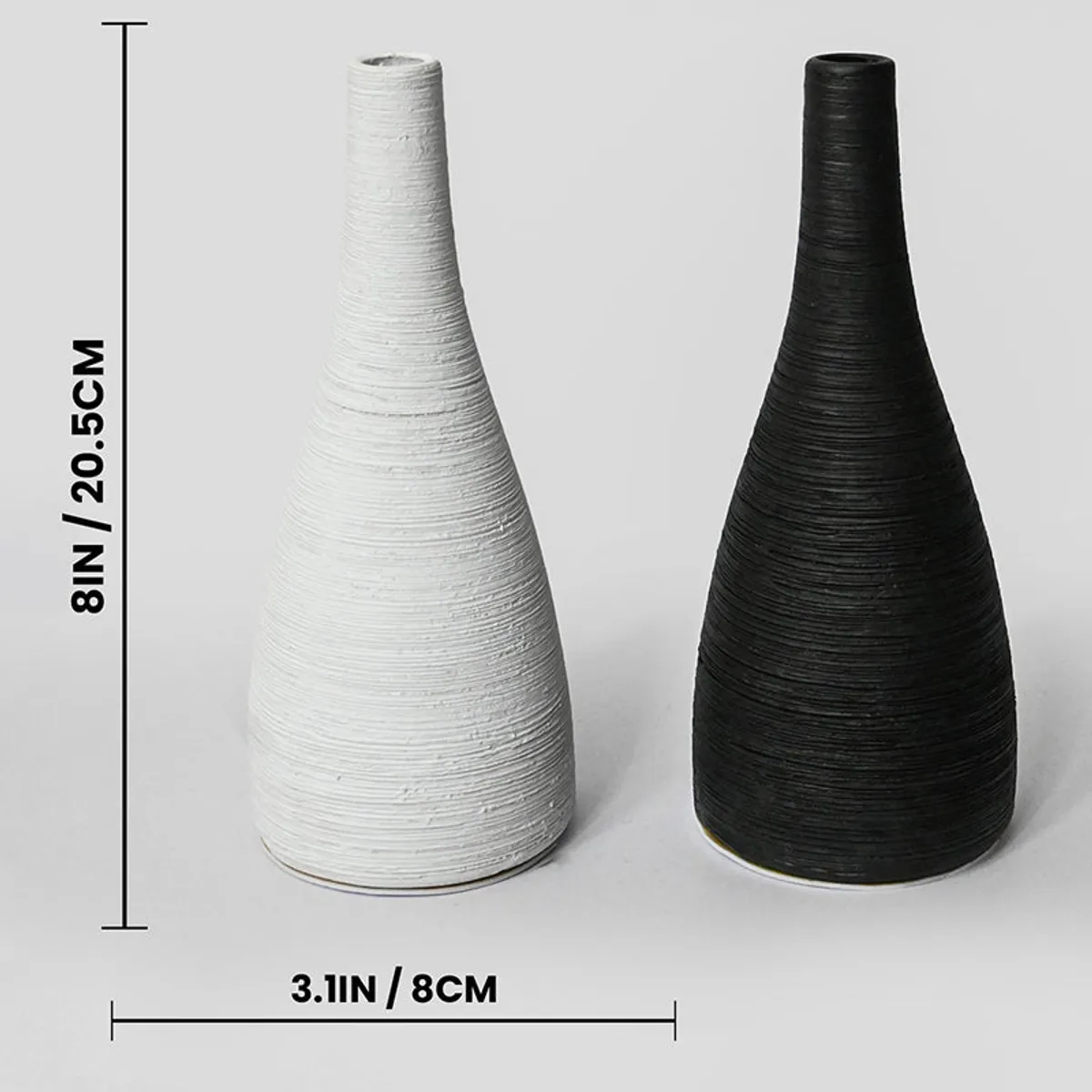 Two tapered vases shown side by side on a plain background