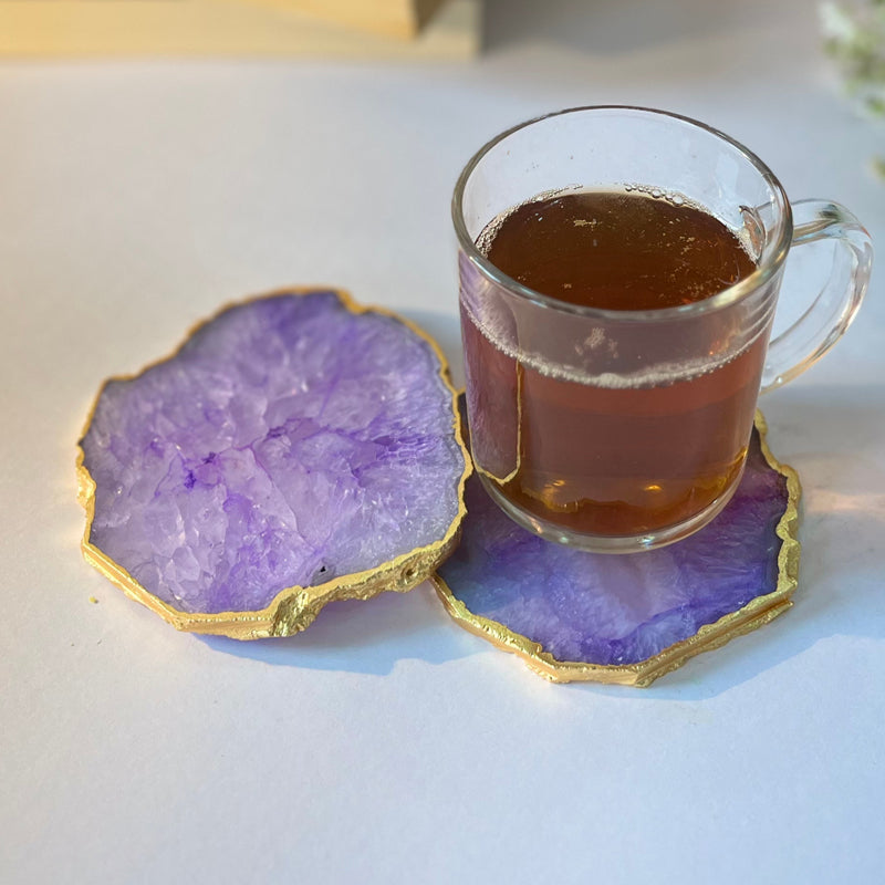 Celeste Handcrafted Crystal Agate Coaster (Purple) - Set Of Two image 4