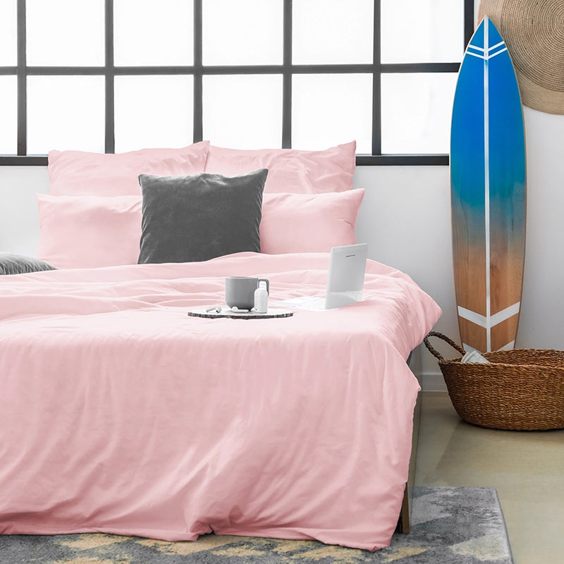 Maison Solid Cotton Bedsheet (Pink) - 200 TC media 4