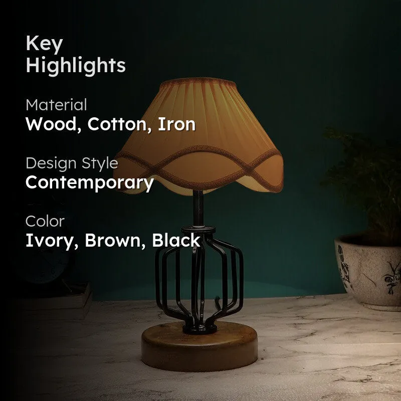 Auralynva Cotton Table Lamp With Wooden Base - Ivory media 2