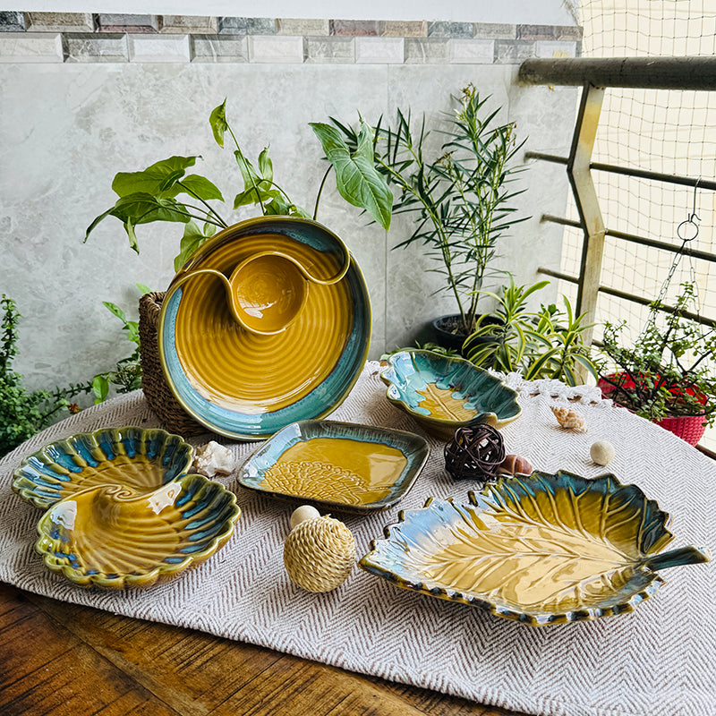 Leaf & Ladle Ceramic Platter - Five Piece Set