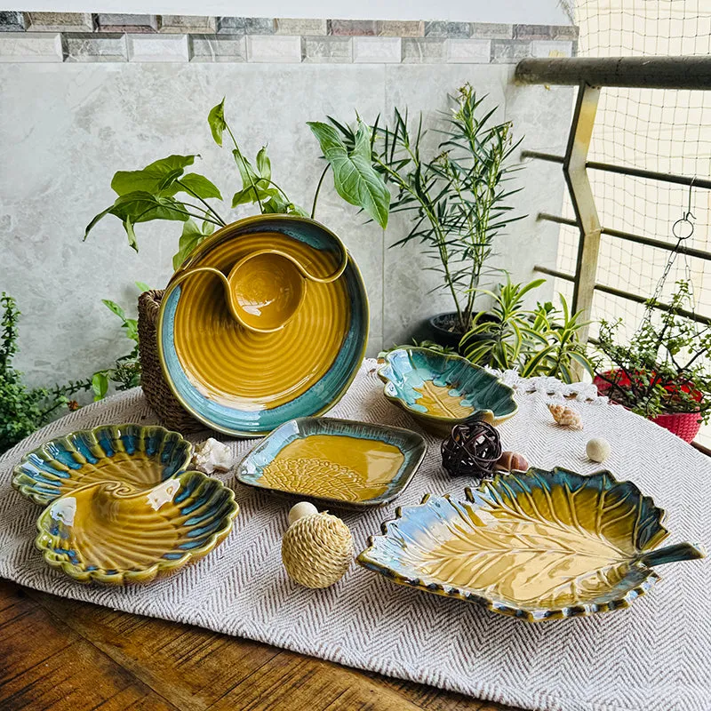 Leaf & Ladle Ceramic Platter - Five Piece Set media 1