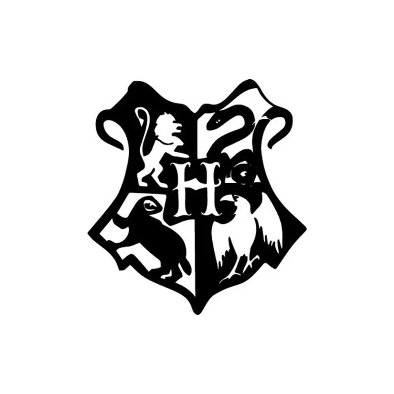Black Hogwarts Houses crest wall accent with animal silhouettes