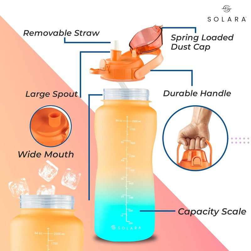 Solara Siply Plastic Water Bottle (2000 mL) - Orange,Blue media 4