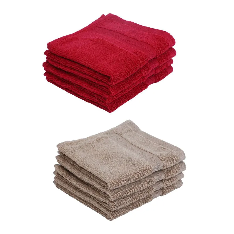 Miorah Face Towel (Red & Beige) - Set Of Eight media 3