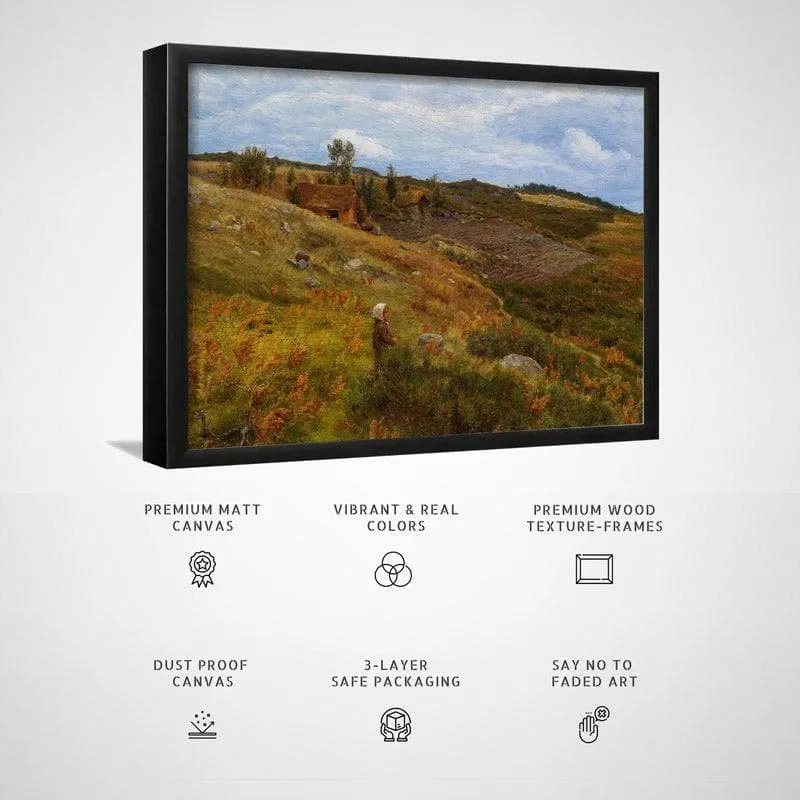 Lowland Cottage Canvas Wall Painting - Black Frame media 6