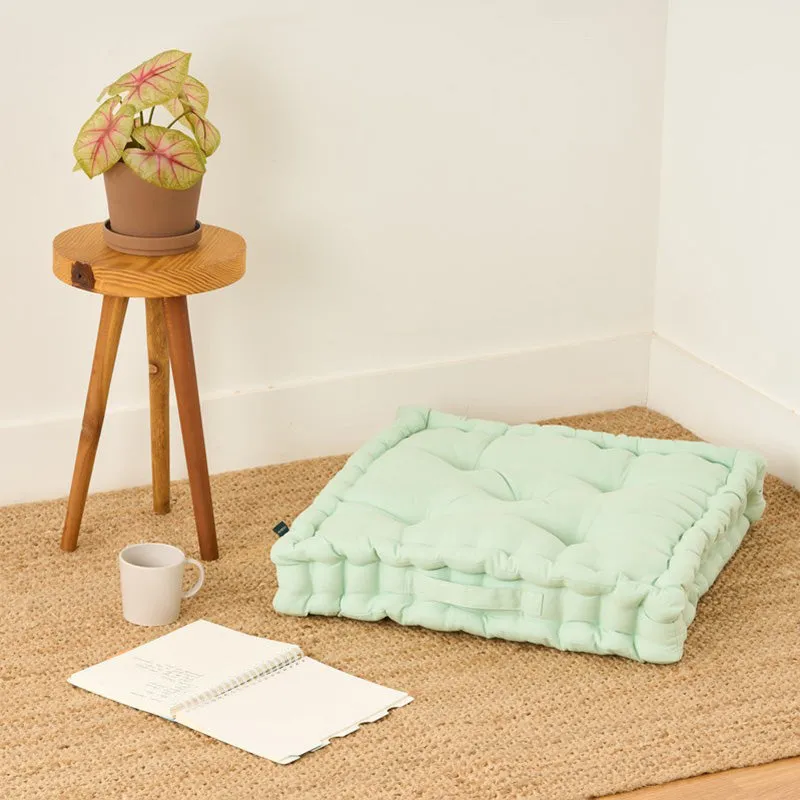 Fluffscape Solid Cotton Floor Cushion - Sage Green media 1