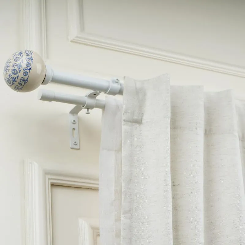 Vintage Fleur Duo Extendable 1" Double Curtain Rods With Round Finial & Brackets media 3