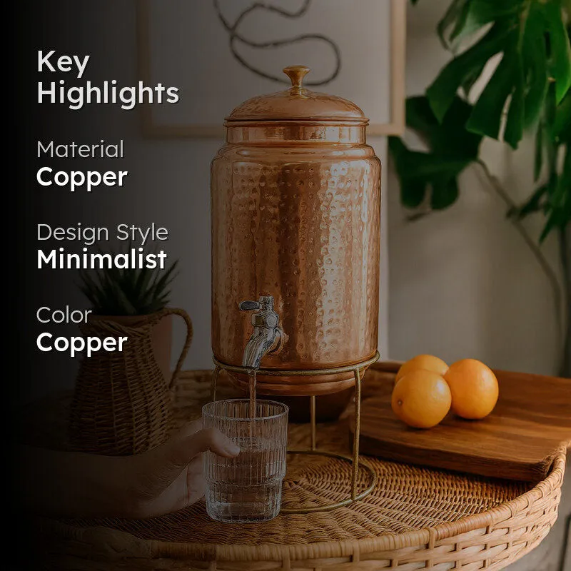 Cuva Copper Drink Dispenser With Stand (5 L) - Two Piece Set media 2