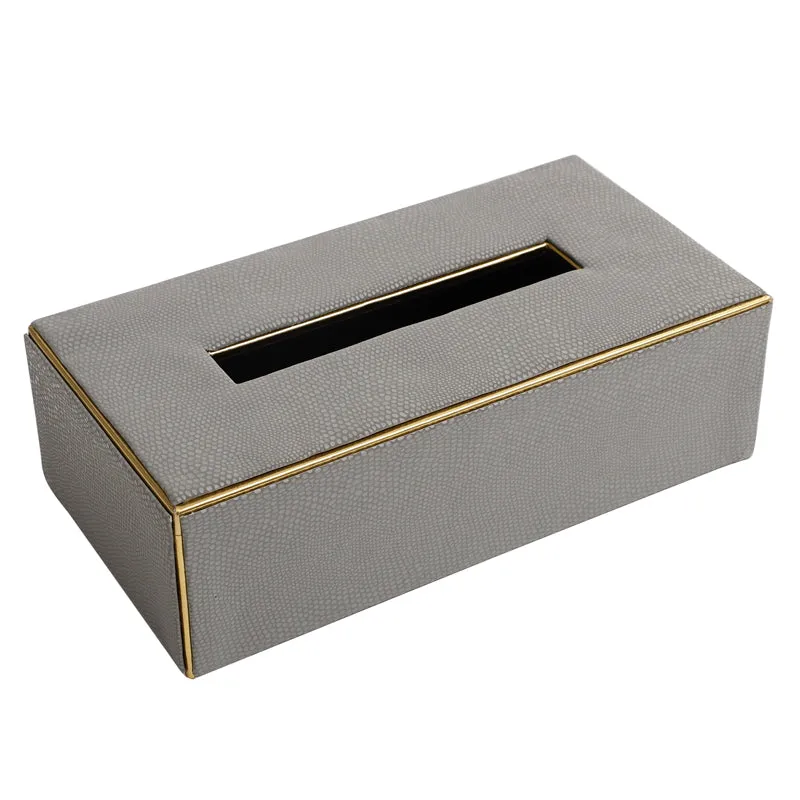 Meho Leather Tissue Box - Grey media 3