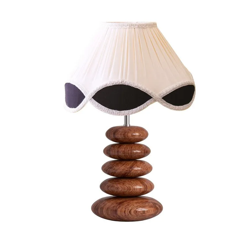 Glozen Cotton Table Lamp With Wooden Base - Ivory media 7
