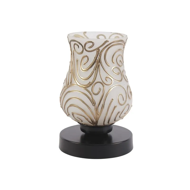 Celene Mosaic Glass Table Lamp With Wooden Base - White & Gold media 4