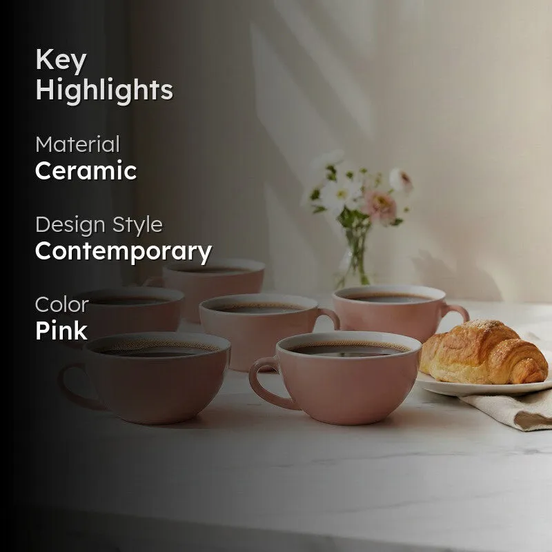 Latte Ceramic Tea Cup (240 mL Each) - Set Of Six media 2