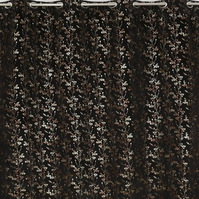 Glow Touch Printed Velvet Curtain - Black,Gold media 4