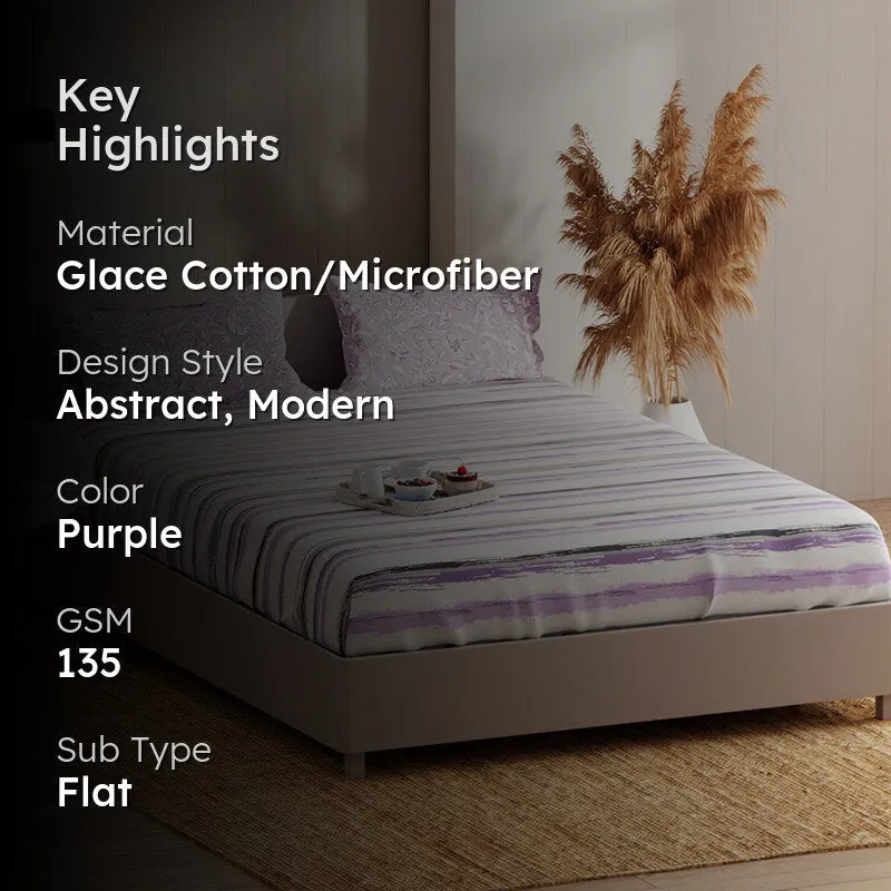 Pike Abstract Microfiber Bedsheet (Lavender) - 135 GSM media 2