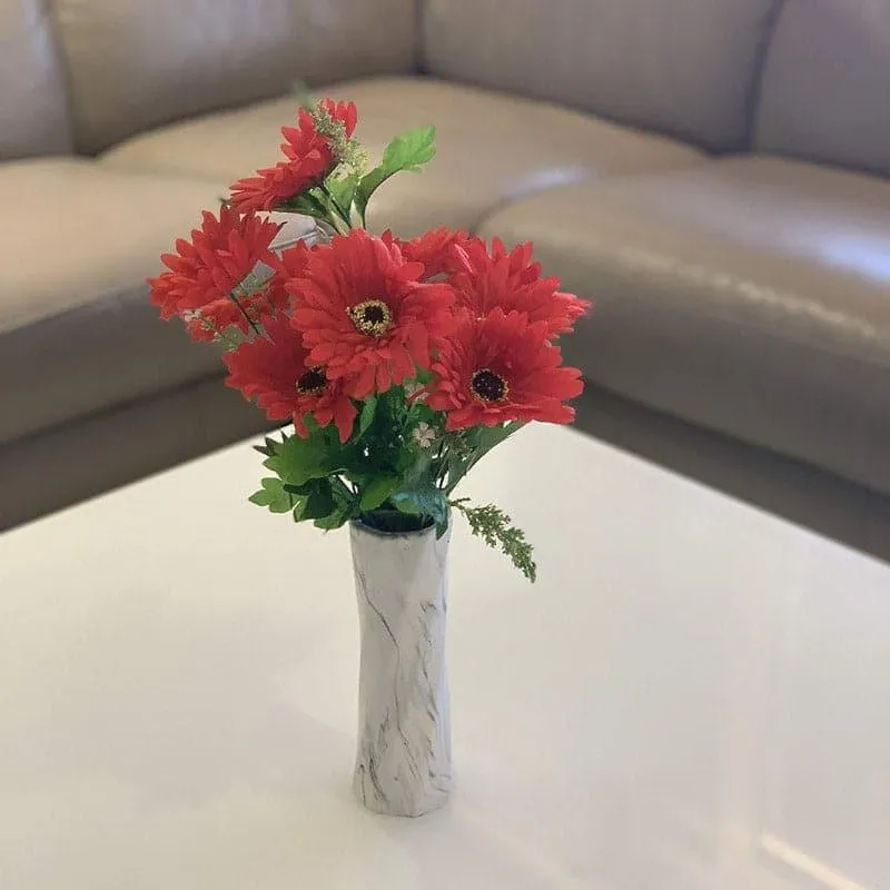 Faux Silk Garabera Daisy Flower Bunch - Red media 4