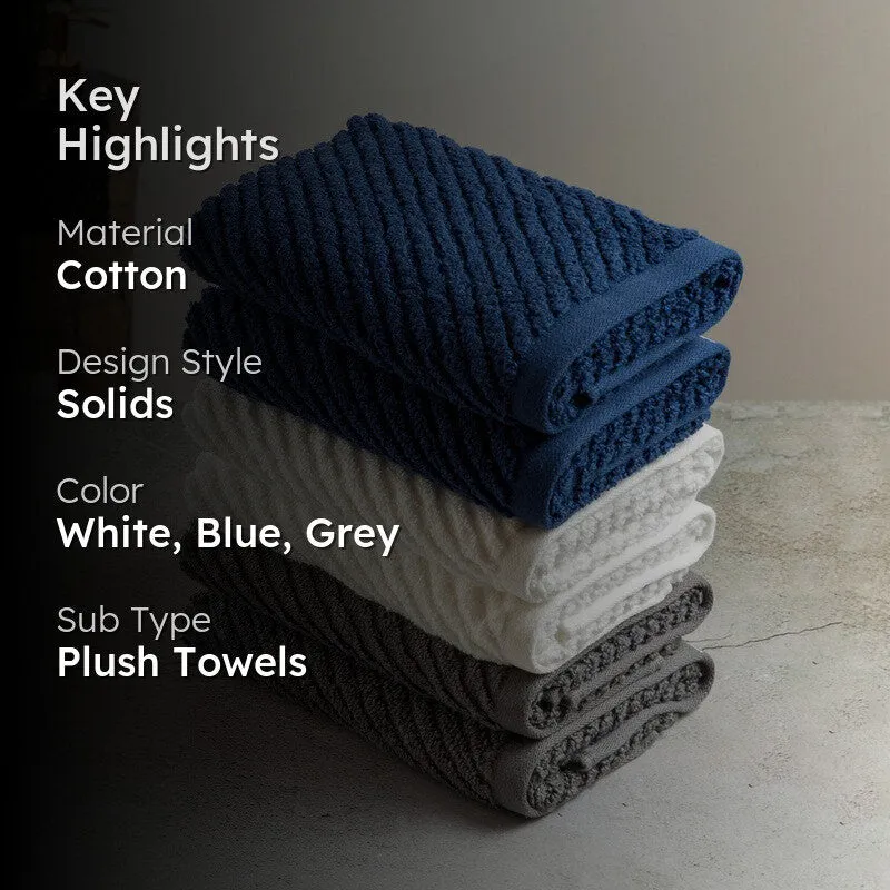 Nautica Riviera Soft Cotton Hand Towel (White, Grey & Navy Blue) - Set Of Six media 2