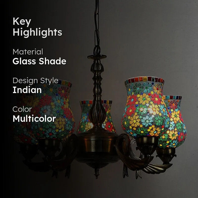 Omra Vistara Mosaic Bronze Ceiling Lamp - Multicolor media 2
