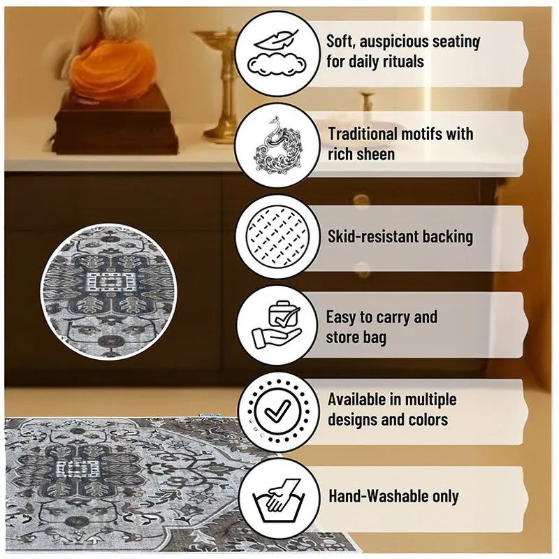 Barakah Ethnic Prayer Mat (Grey) - 550 GSM media 9