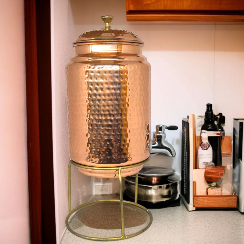 Cuva Copper Drink Dispenser With Stand (5 L) - Two Piece Set media 6