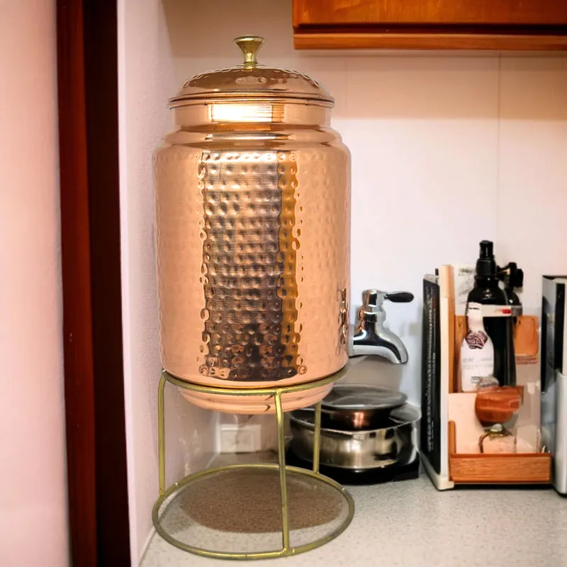 Cuva Copper Drink Dispenser With Stand (5 L) - Two Piece Set media 6