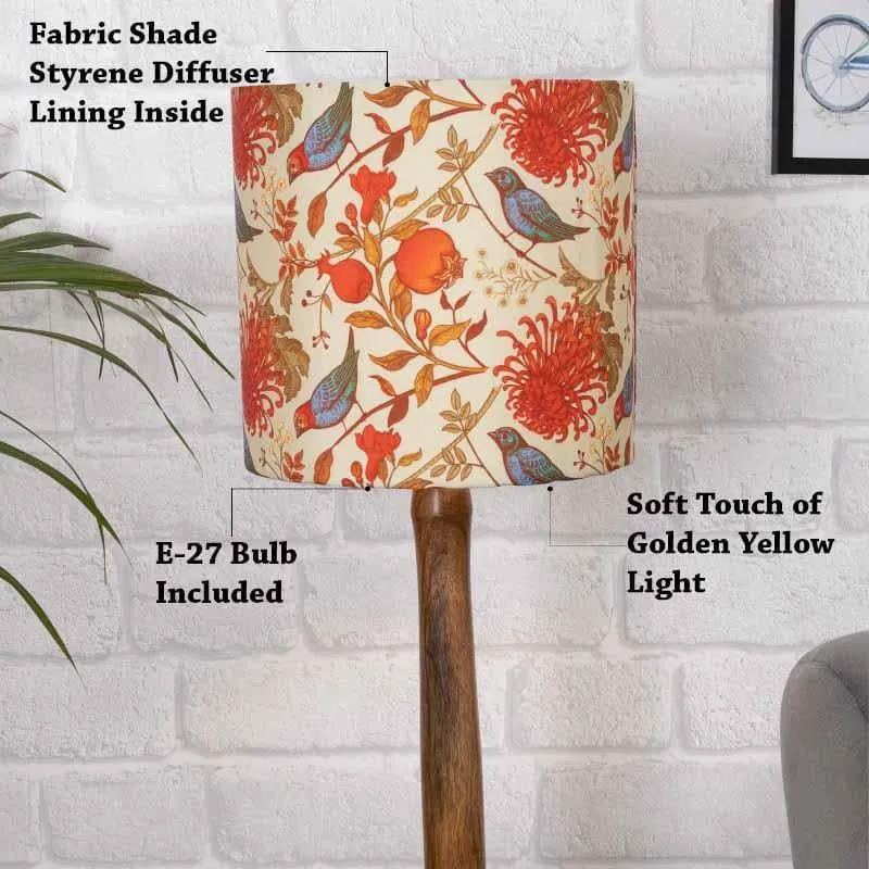 Amber Wood Fabric Table Lamp - Multicolor media 6