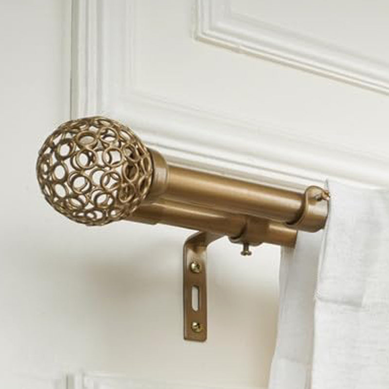 Baroque Duo Extendable 1" Double Curtain Rods With Round Finial & Brackets media 3