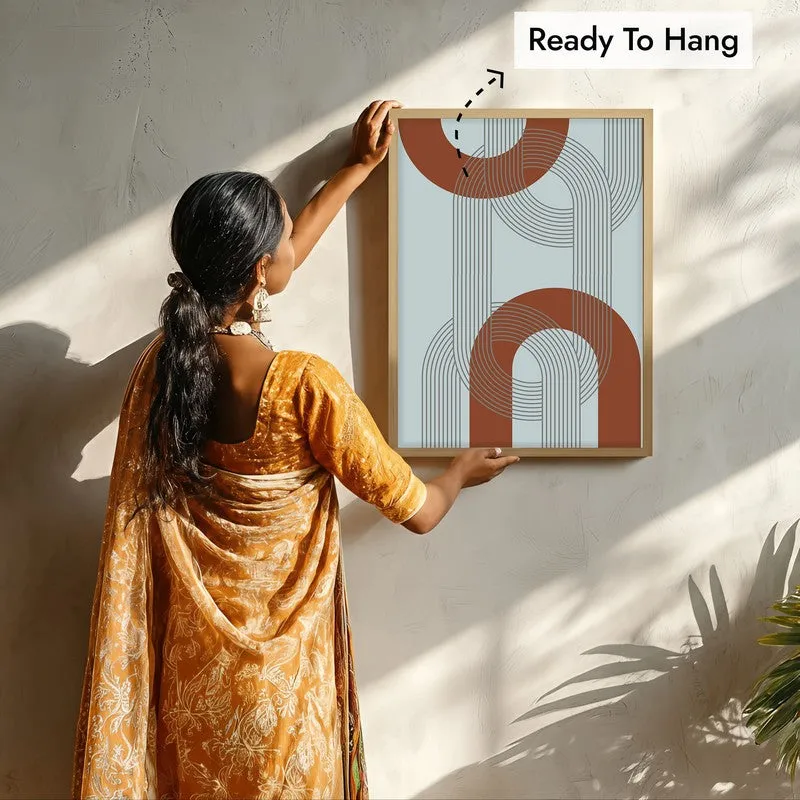 Linear Echo Canvas Wall Painting With Brown Frame media 7