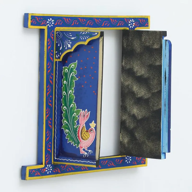 Ganesha Peacock Jharokha Wooden Wall Accents media 5