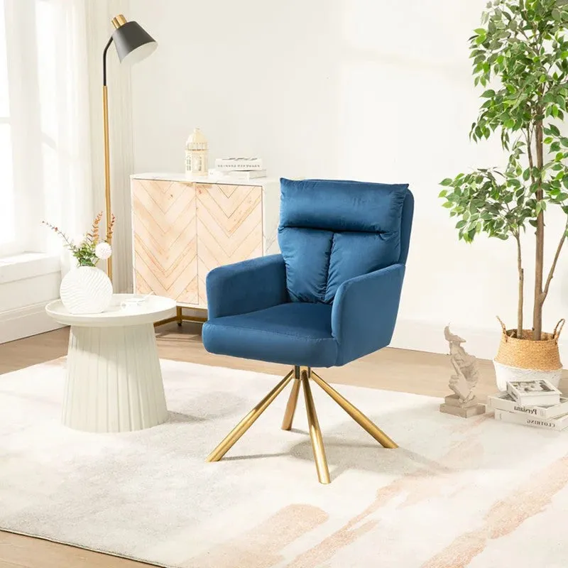 Arvella Neem Wood Accent Chair - Blue media 3