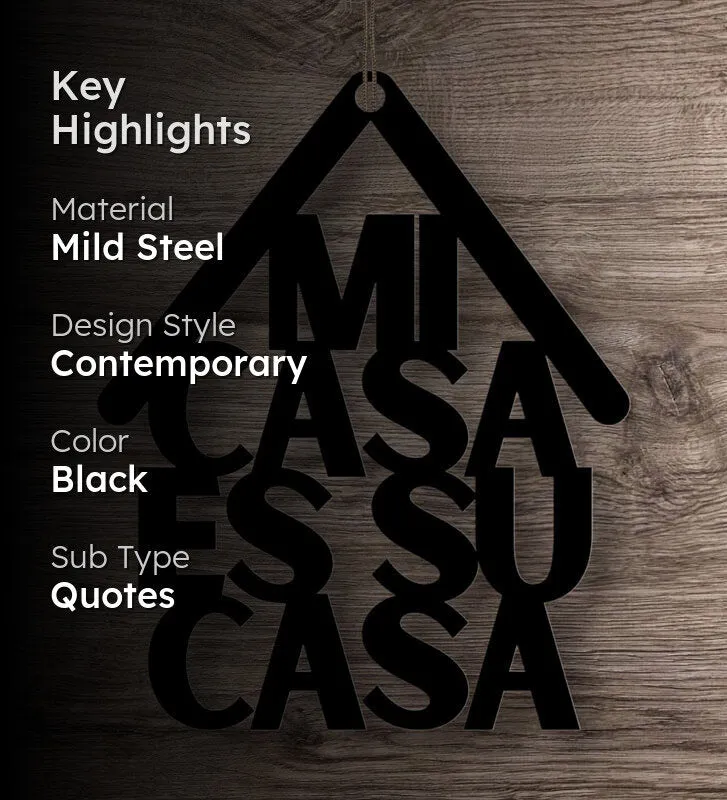 Mi Casa Es Su Casa Typography Mild Steel Wall Accent media 2