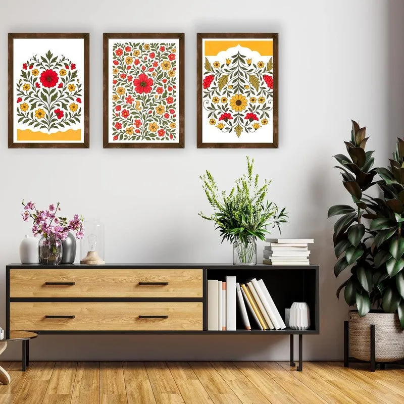 Indigo Garden Paper Wall Painting With Frame - Brown media 1