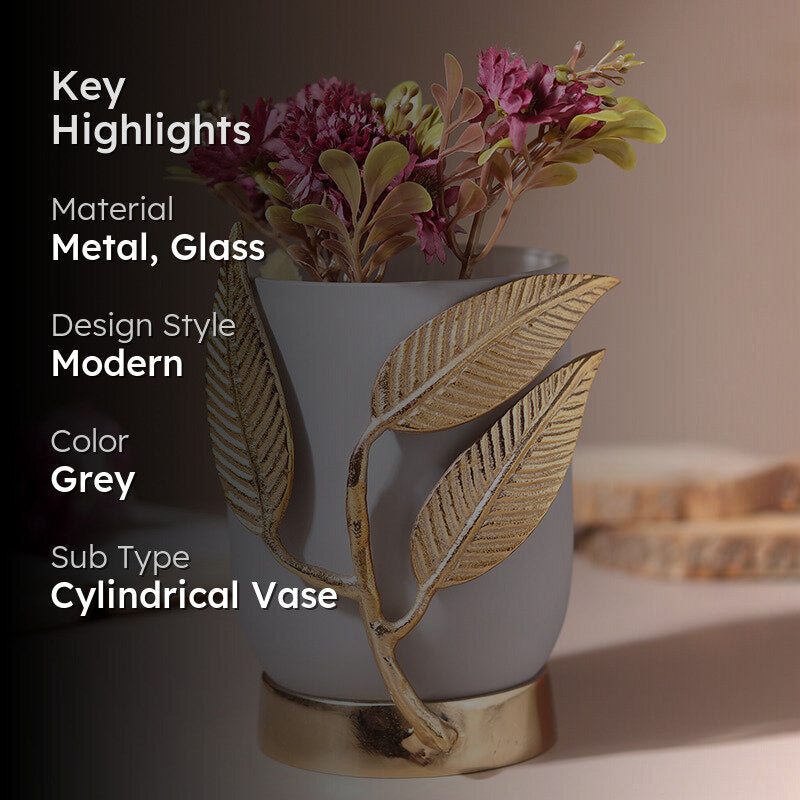 Gemma Glass Vase - Grey & Gold media 2