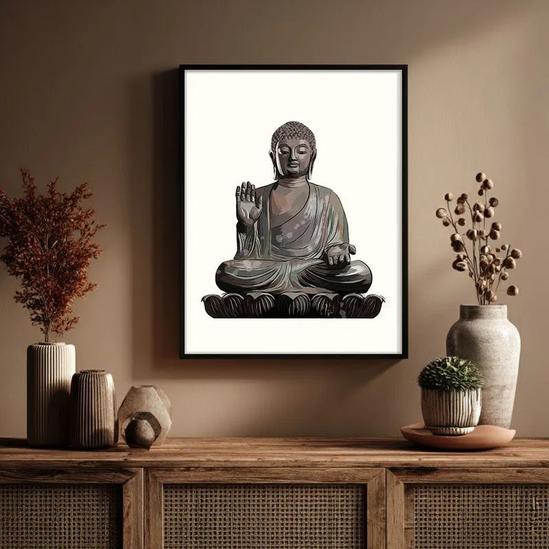Peaceful Buddha Archival Paper Wall Art With Frame media 3