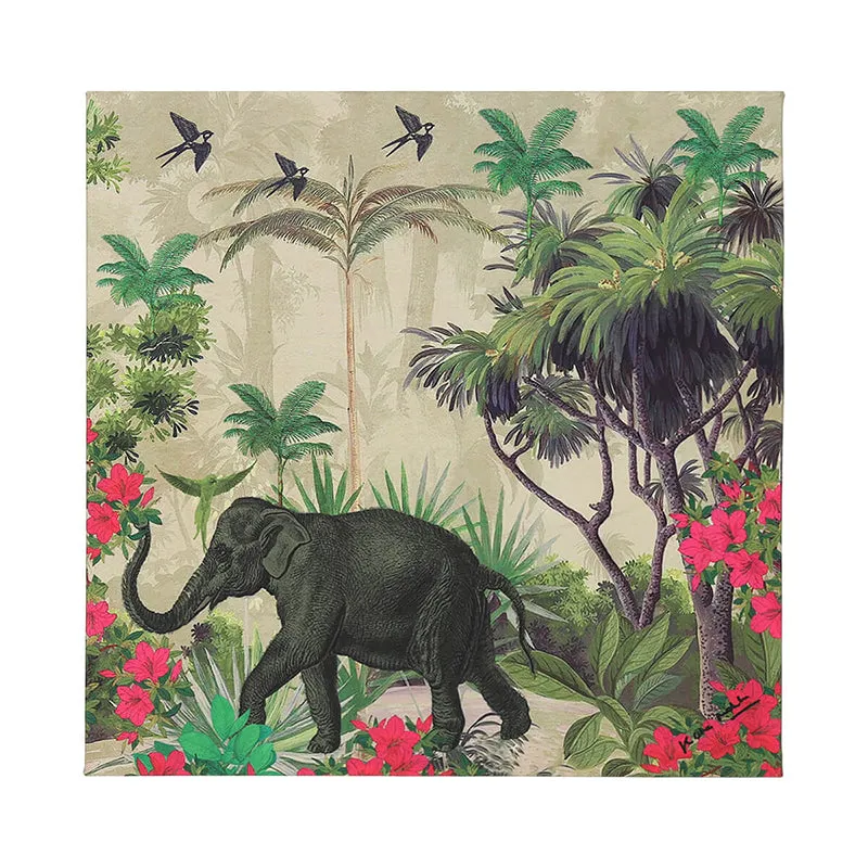 India Circus Tropical Trunk Canvas Wall Art - Set Of Three media 3