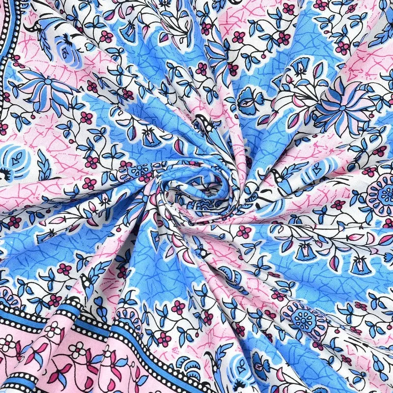 Royala Cotton Bedsheet (Pink,Blue) - 240 TC media 5