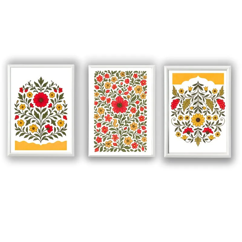 Indigo Garden Paper Wall Painting With Frame - White media 7