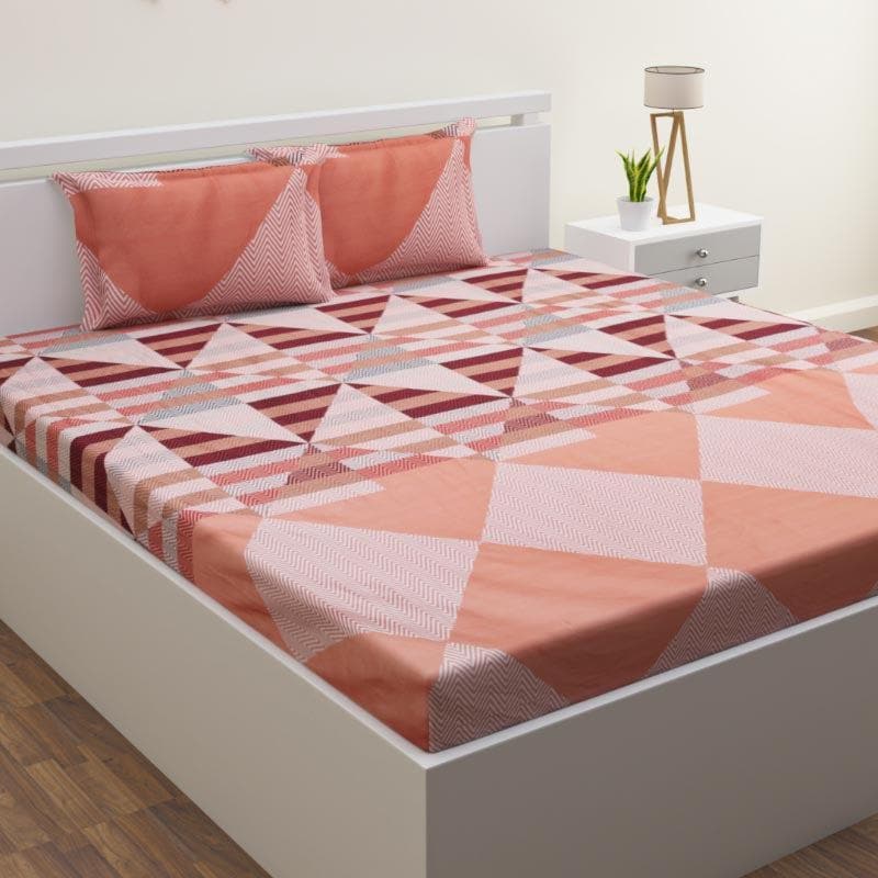 Pampee Printed Cotton Bedsheet (Coral) - 220 TC media 4