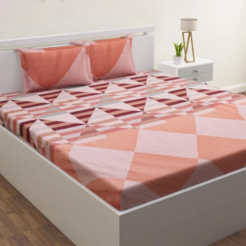 Pampee Printed Cotton Bedsheet (Coral) - 220 TC media 4