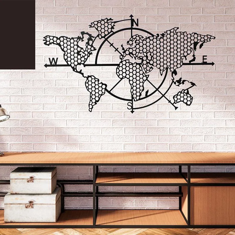 World Map Travel Black Iron Wall Accent media 1