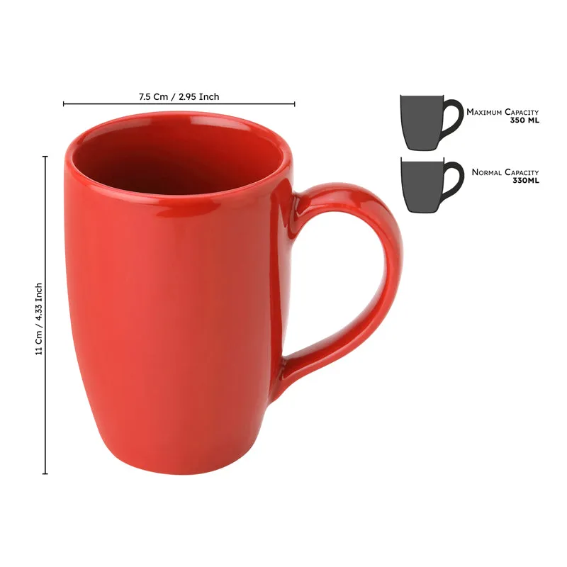 Kopi Ceramic Coffee Mug (Red/350 mL Each) - Set Of Six media 8