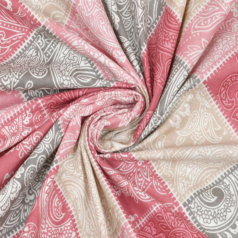 Mateo Geomatric Cotton Bedsheet (Pink) - 180 TC media 4