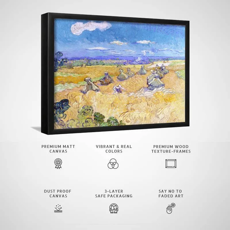 Wheat Fields With Reaper Auvers By Vincent Van Gogh - Black Frame media 3