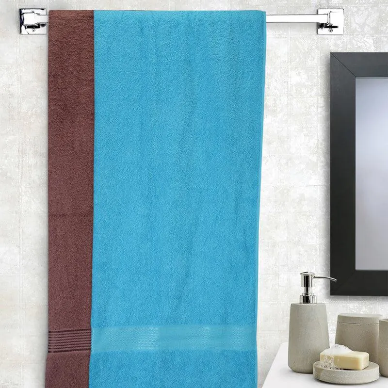 Bodil Bath Towel (Light Blue & Brown) - Set Of Two media 1
