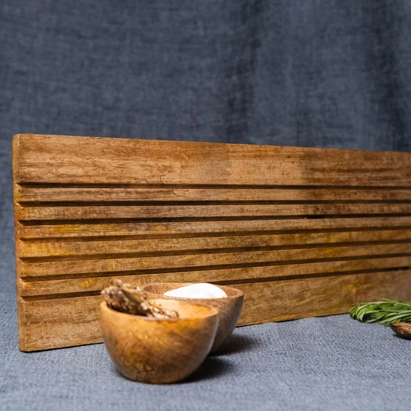 Linear Wood Serving Platter with Dual Dip Bowls - Three Piece Set media 10